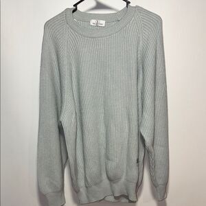 Valentino Gray Crewneck Sweater with Ribbed Knit